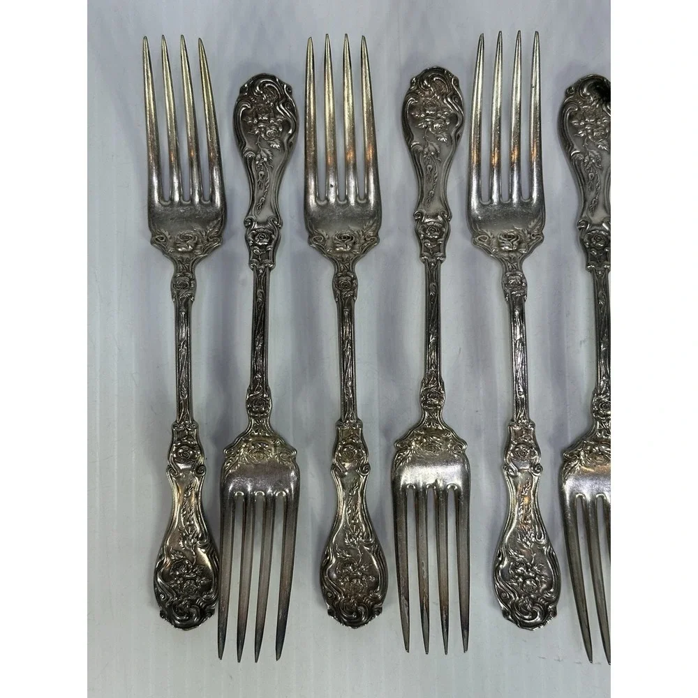 10 Vintage Flatware GLENROSE Dinner Fork Wm A Rogers A1 Art Nouveau Silver Plate